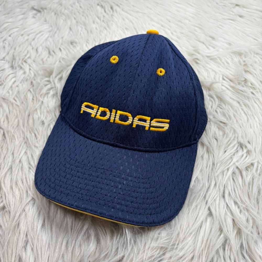 Vintage‎ Adidas Men's Mesh Cap Baseball Hat Navy Yellow Embroidered Street